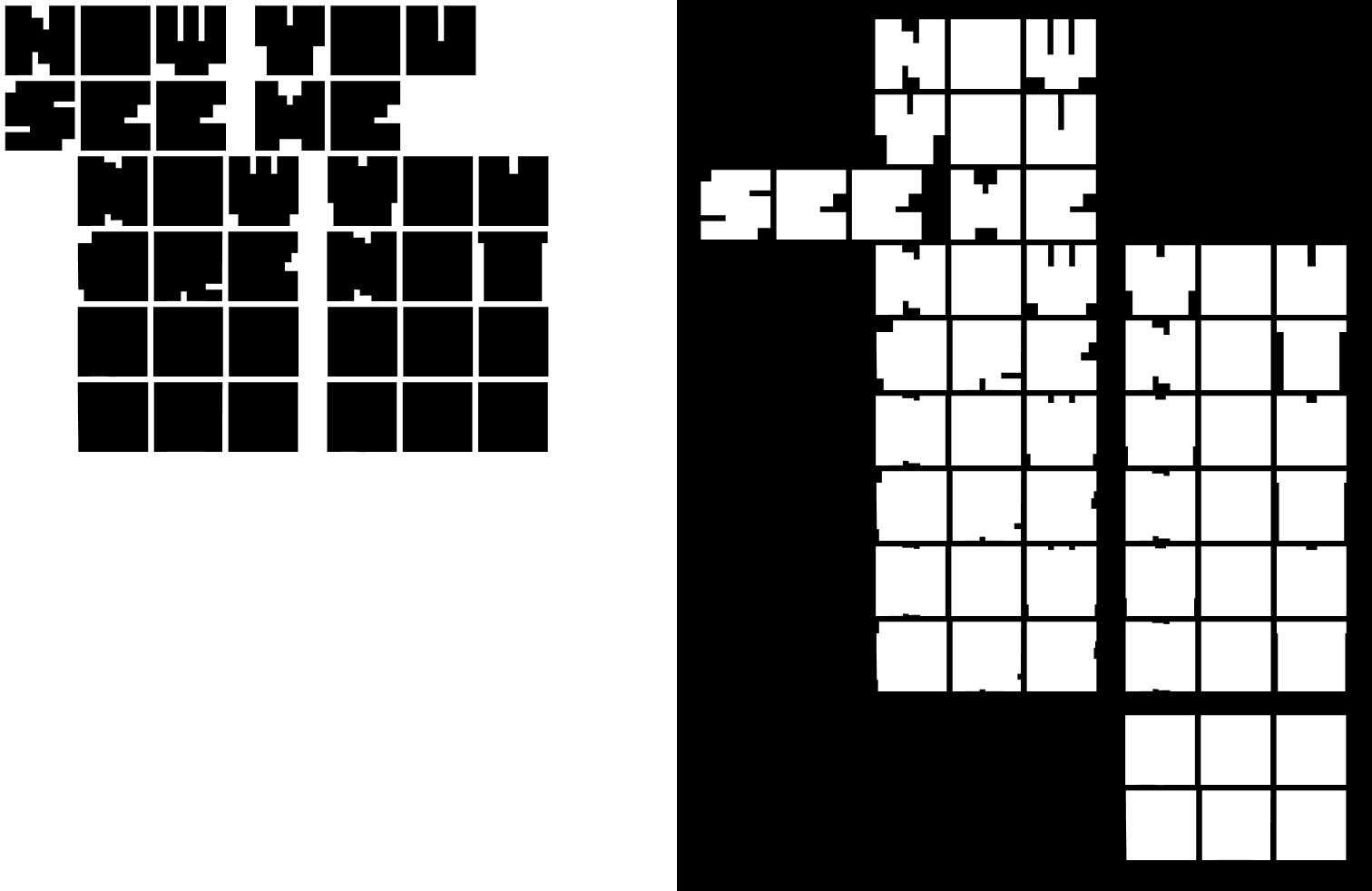 Resolution Display VF at different weights, shown using repeated phrase 'now you see me now you are not'